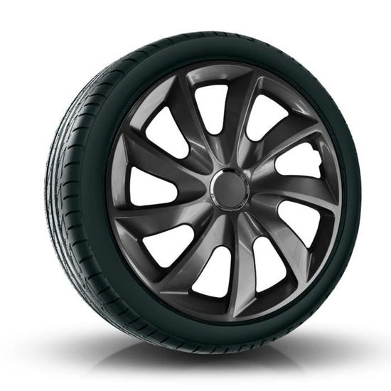 Lot De 4 Enjoliveurs Drift Extra Argenté/Noir 15 Pouces - Donnez Un Look Neuf Et Sportif à Votre Voiture