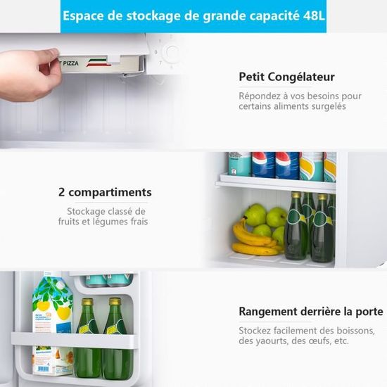 COSTWAY Mini Réfrigérateur Silencieux 46L Table Top Intégrable Blanc 47 x  45 x 50 cm (L