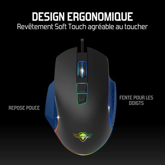 Souris Gamer Filaire SPIRIT OF GAMER Souris gaming PRO-M1 RGB programmable,  8