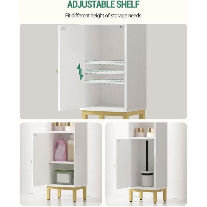 Hzuaneri Meuble De Salle De Bain Étroit 20x25x90 Cm Blanc - Armoire Rangement Avec Porte Et Étagères
