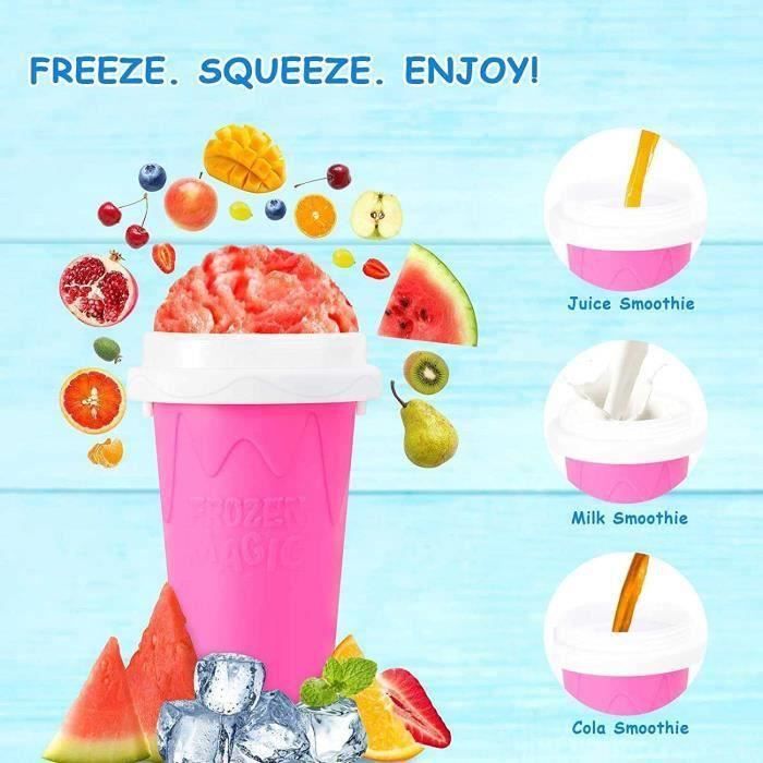 GOODS GADGETS Original Slushy Mug - Gobelet à slush avec cuillère et paille à boire; Magic Slush Freeze Gobelet pour glace à l'eau en quelques secondes