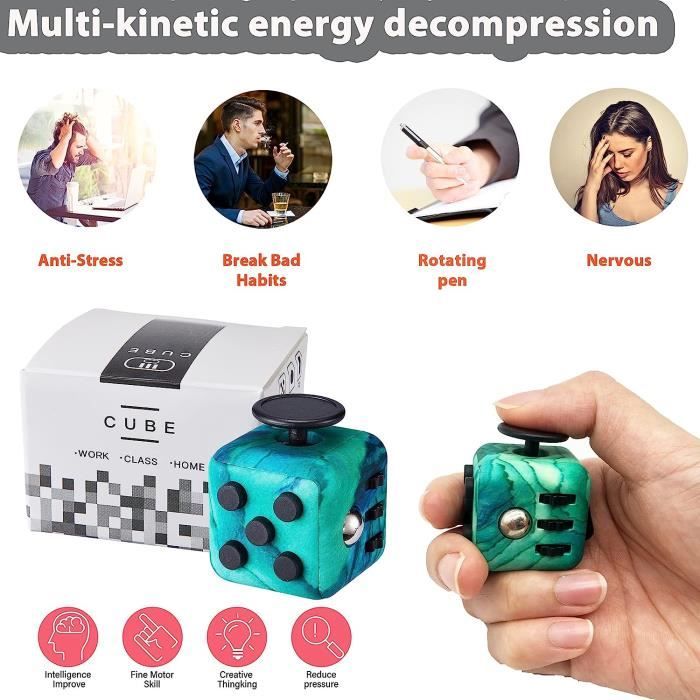 Cube Anti-Stress, Vert Décompression Jouet Cube avec 6 Modules