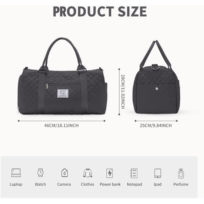 Sac De Voyage/sport BAGSMART Femme Avec Poche Humide - 42 Cm Noir - Polyester Taslon - Neuf
