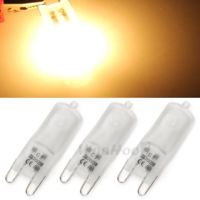 10 Ampoule Bulb G9 halogène 25W 25 Watte Lumineux Jaune chaud