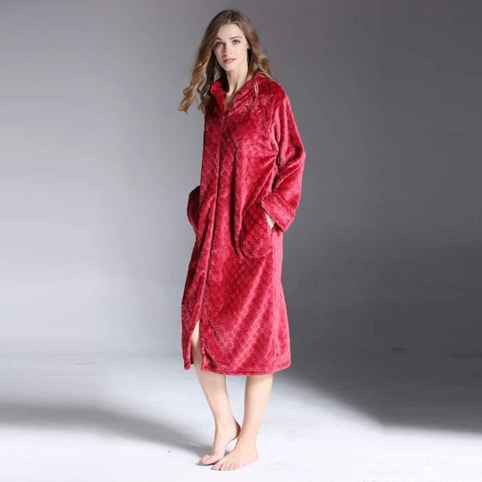 Peignoir Femme Super Doux avec Fermeture eclair Peignoir Robe de Chambre en Polaire Femme Cadeau Femme pour Anniversaire ou N 898 Cdiscount Maison