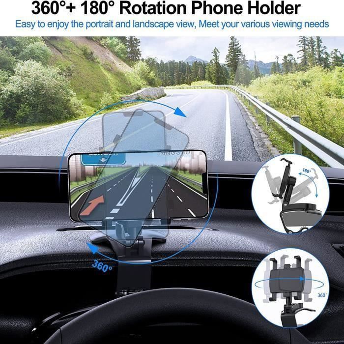 Support de Téléphone Voiture Rotation à 360 degrés, Tableau de Bord Socles  téléphone Portable Automobile Car