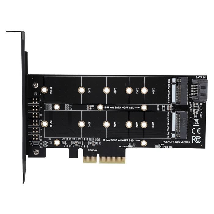 PCIE X4 vers M.2 NVMe SSD NGFF Adaptateur M Key B Key Dual Interface Carte Support PCI Express 3.0 x4 2230 2242 2260 2280 20110