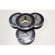 4x Logo Jante Mercedes Benz Bleu Nuit 75mm Cache Moyeu Centre De Roue Emblème-2