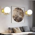 RUMOCOCO® Applique murale moderne LED en verre E27 simple boule blanche applique murale lampe de chevet salon (doré)-2