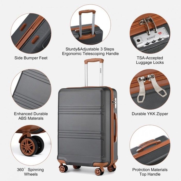 Valise Rigide Cabine 20 Pouces, 4 Roues, Avec Sacs De Voyage – Neuf, Sans Marque