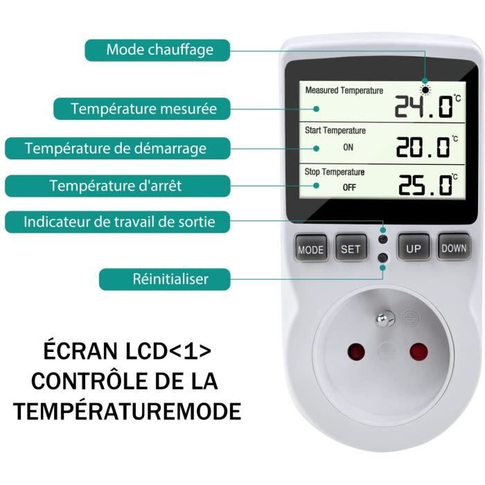 Prise Thermostat avec Sonde, LCD Prise Thermostat Chauffage, 230V Thermostat  Regulateur de Temperature Contrôleur de températur[37] - Cdiscount Bricolage