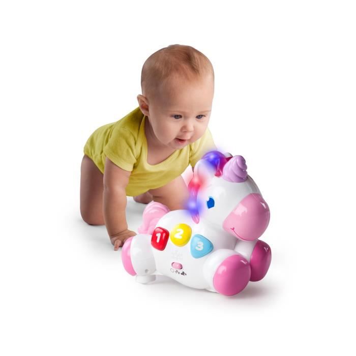 Bright Starts Licorne Rock & Glow – Jouet D'éveil Musical Avec Lumières Et Poursuite – Idéal Bébé Rampeur Dès 6 Mois