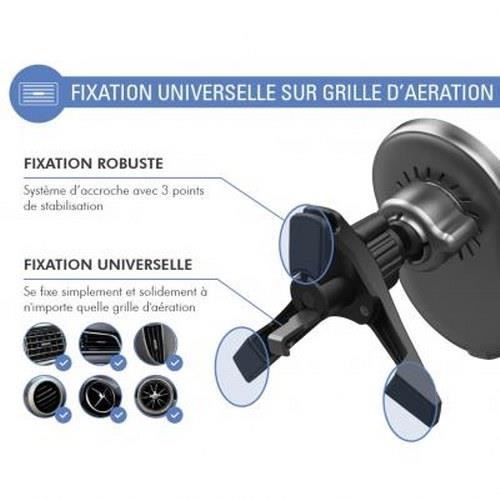 CloudValley Support Téléphone Voiture, Chargeur Magnétique Inalambrique 15W Avec Ventouse Suction Vacuum Gel Nano Améliorée, Réglable 360° Pour Tableau/ Parabrises, Compatible MagSafe IPhone 17-12