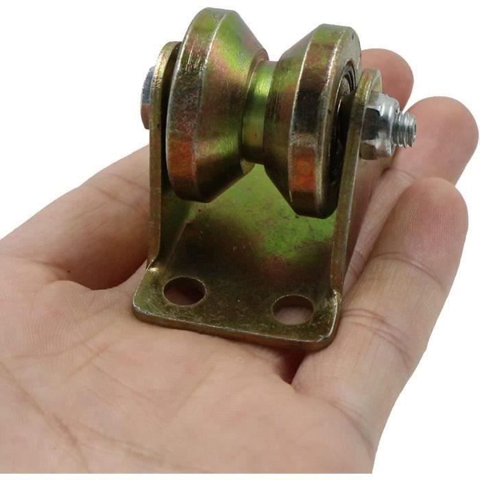 Roue En Acier Massif De 3 Pouces Pour Porte Coulissante - Guidage Robuste à Rainure En V - Noir