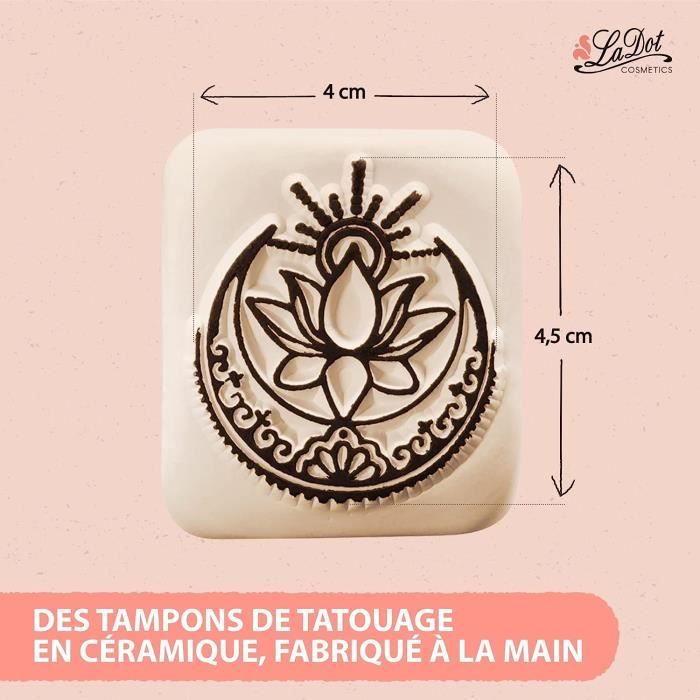 Pierre à Tatouage Temporaire 'Flowers' Par Kenji - Partie Gauche - Motif Fleurs Grand Format - Henné Style