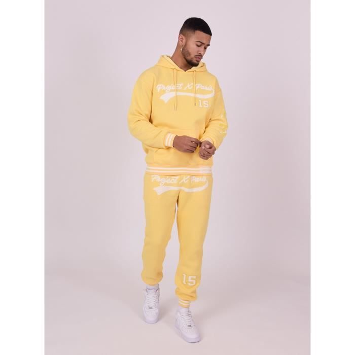 PROJECT X PARIS Sweat a capuche style universitaire avec logo Homme Jaune Cdiscount Pret a Porter