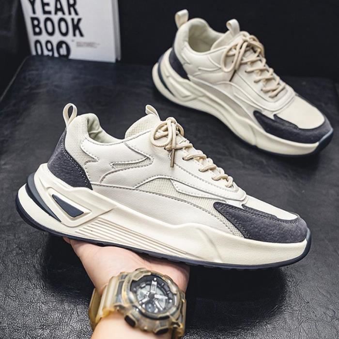 Chaussure Sport Homme Baskets Respirante Mode Sneakers Exterieur  Antidérapant Confortable Beige - Cdiscount Chaussures
