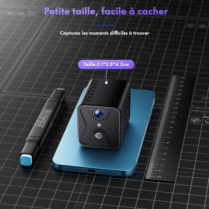 Mini Caméra Espion Sans Fil 4K - Vision Nocturne 940 Nm, Autonomie 50 Jours, Angle 150°