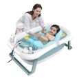 Baignoire pliable bébé pliante évolutive - Oreiller Tapis coussin de bain - avec Thermomètre - SINBIDE®-3