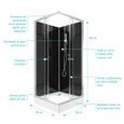 Cabine de douche carrée 195x80x80 - Porte coulissante en verre trempé 5mm + receveur blanc-3