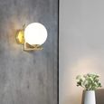 RUMOCOCO® Applique murale moderne LED en verre E27 simple boule blanche applique murale lampe de chevet salon (doré)-3