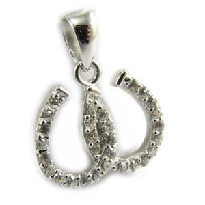 Collier Fer à Cheval En Argent 925 - Avec Cristaux, Poinçon 160, Occasion En Bon état
