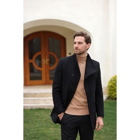 Trench Coat Homme Trench Court Laine Allthemen - Manteau Hiver Homme Court En Laine - Trench Coat Chaud Slim - Coupe-Vent - Col Revers - Gris Manteau Court Hiver épais Pardessus Manteau Slim Hiver