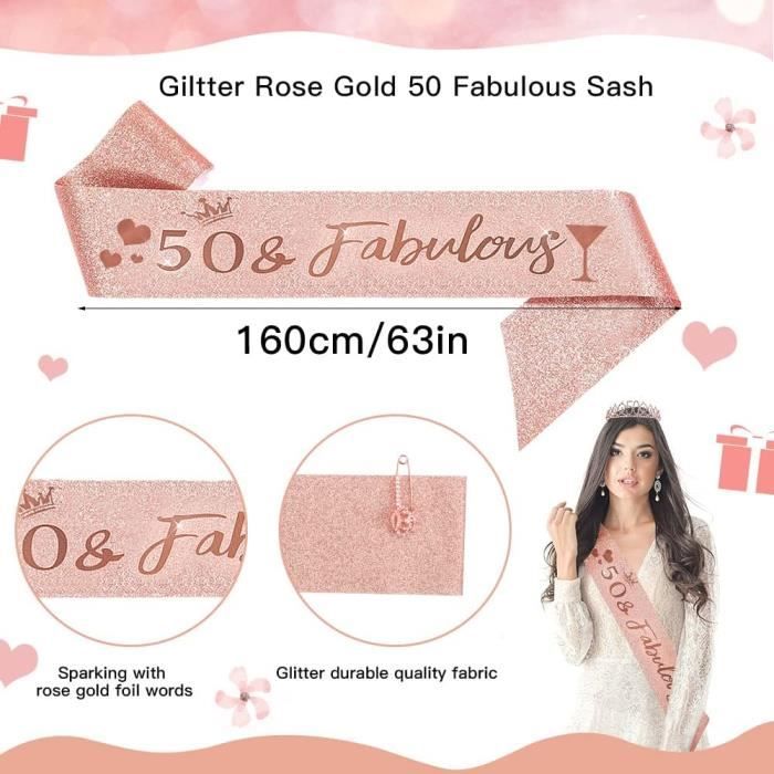 Ensemble couronne d'anniversaire 50e anniversaire et écharpe 50 et fabuleuse anniversaire, diadème CIEHER 50e anniversaire