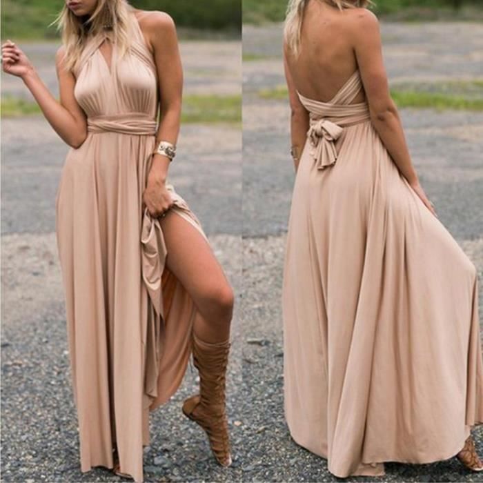 Robe de soirée longue beige hotsell