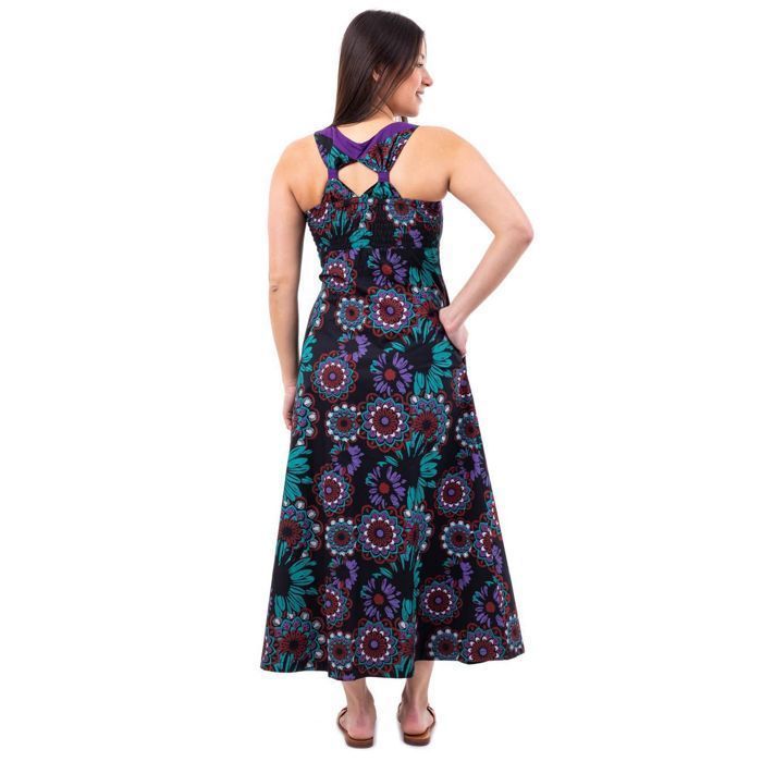 Robe ethnique bohème Fantazia - Sayline - Noir et violet imprimé fleuri