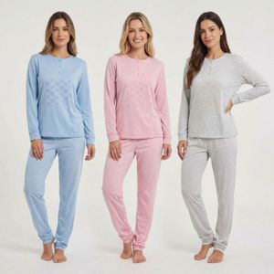 Chemise De Nuit Femme Hiver Longue – Robe Pyjama Doux Manches Longues Col U Boutons Poches S-3XL