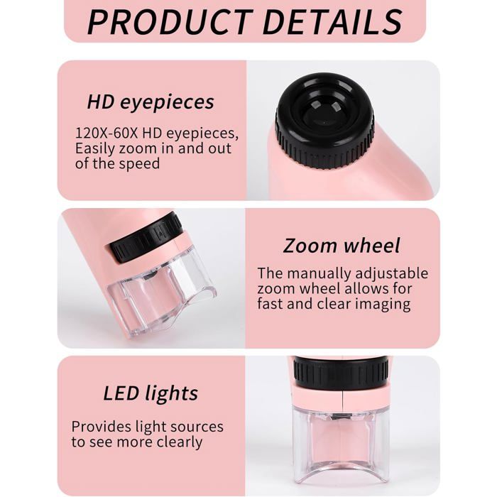 AC INFINITY Microscope De Poche, Loupe De Bijoutier Avec Lumière LED Et Double Lentille