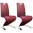 SYM - HOT Chaises à dîner forme de zigzag 2 pcs Rouge bordeaux Similicuir Chaise de salle à manger Chaise de cuisine Contemporain *6-0