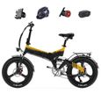Vélo électrique de ville pliant LANKELEISI G650 400W 20" 14.5AH 100KM 31KM-H (Jaune)-0