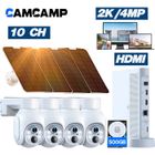 CAMCAMP Caméra Surveillance Wifi Extérieure 4MP Sans Fil Solaire Kit 4pcs Caméra Spotlight Zoom 5X Vision Nocturne Couleur