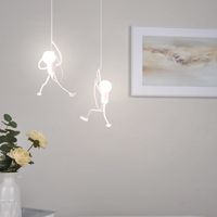SNOGOLD 2x Suspension Industrielle - Rétro Lustre Humanoïde Métal Blanc - E27 Lampe de Plafond Luminaire pour Salon Cuisine Bar