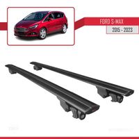 Compatible avec Ford S-Max 2015-2023 HOOK Barres de Toit Railing Porte-Bagages de voiture Avec verrouillable Alu NOIR