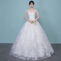 Robes de mariée été mariée blanche sexy col en V princesse coréenne mince et fine simple