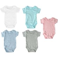 YOSOO Bodys pour bébés 5 pièces bébé body col rond manches courtes couleur unie bébé body pour nouveau-né (3-6M) HJ011
