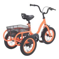12 pouces Tricycle vélo à trois roues pour enfant Tricycle à une vitesse vélo orange