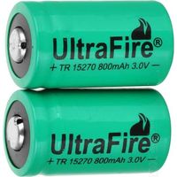®cBOX kit de 2 Batteries Rechargeable 3V CR2 800mAh 15270 ultrafire