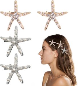 BARRETTE - CHOUCHOU Lot de 4 Pinces à cheveux en Forme d'étoile de mer