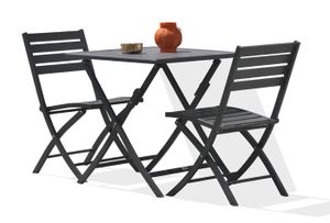 Ensemble table et chaise de jardin Table de jardin MARIUS-TB70-GRISANT pliante et 2 chaises MARIUS-CP-GRISANT pliantes