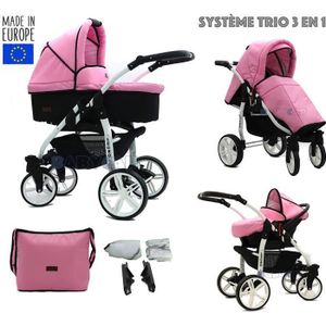 poussette trio rose et noir