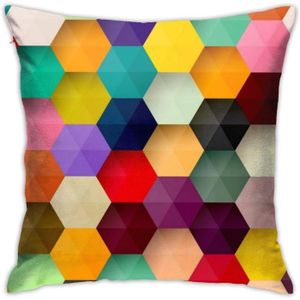 HOUSSE DE COUSSIN Coussin carré en coton et polyester hexagone color