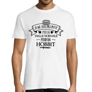 T-SHIRT Petit Hobbit | C'est la Taille Normale en Comté| T-Shirt Homme Col Rond pour Les Fans de l'univers du Seigneur des Anneaux