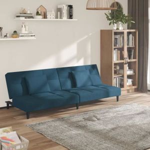 CANAPE CONVERTIBLE FOR Canapé-lit à 2 places avec deux oreillers bleu