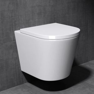 WC - TOILETTES Sogood WC toilettes suspendu blanc cuvette céramique toilette abattant silencieux avec frein de chute Aix108n