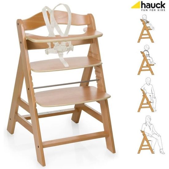HAUCK Chaise Haute en Bois pour bébé Évolutive Alpha + / Natural