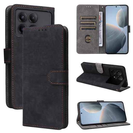 Etui pour Xiaomi Poco X6 Pro 6.67", [RFID Blocage] Housse téléphone en Cuir PU Portefeuille Magnétique Protection Flip cas,Noir